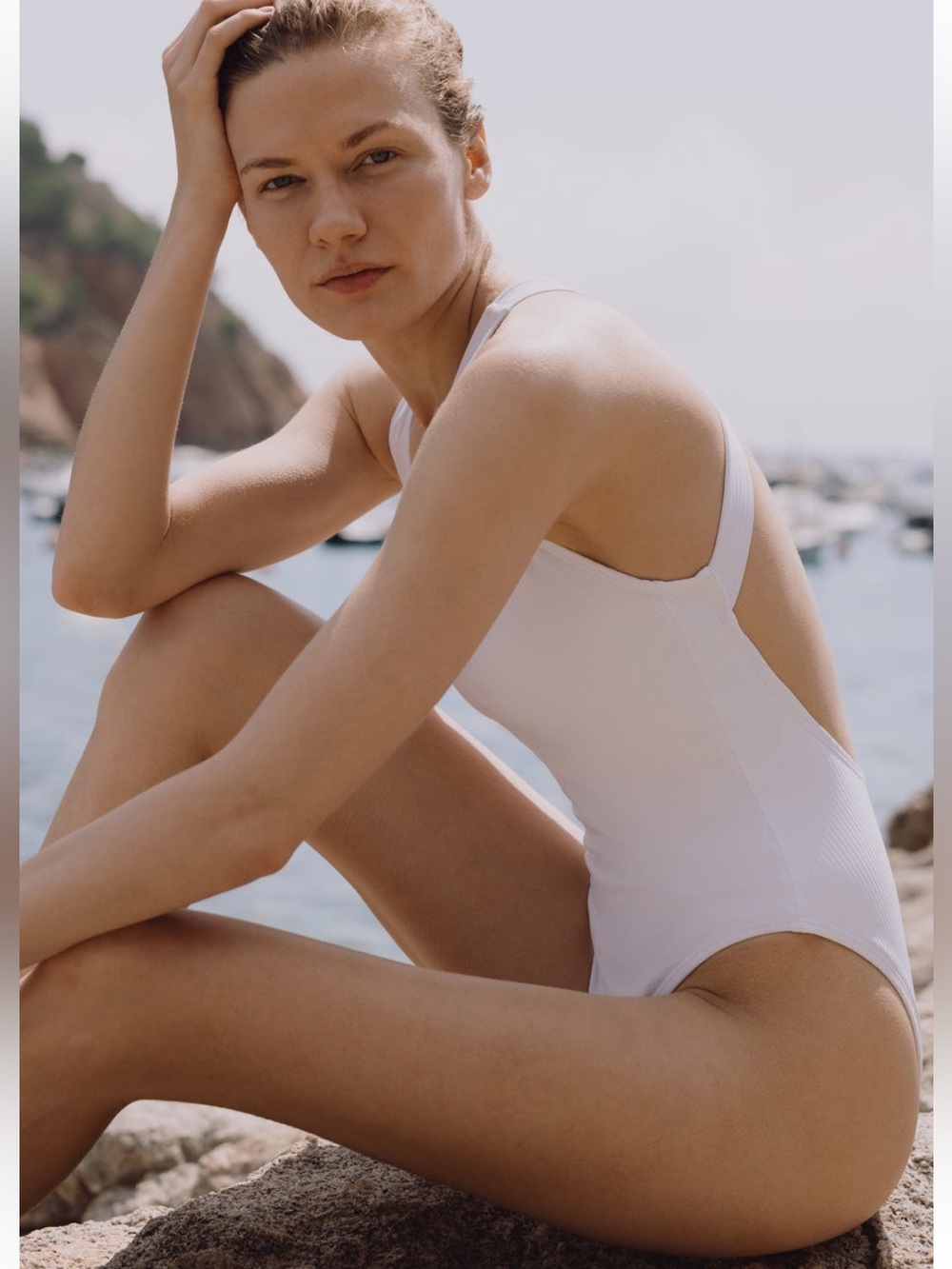 Andie Talum Classic Scoop-Back White One-Piece Swimsuit